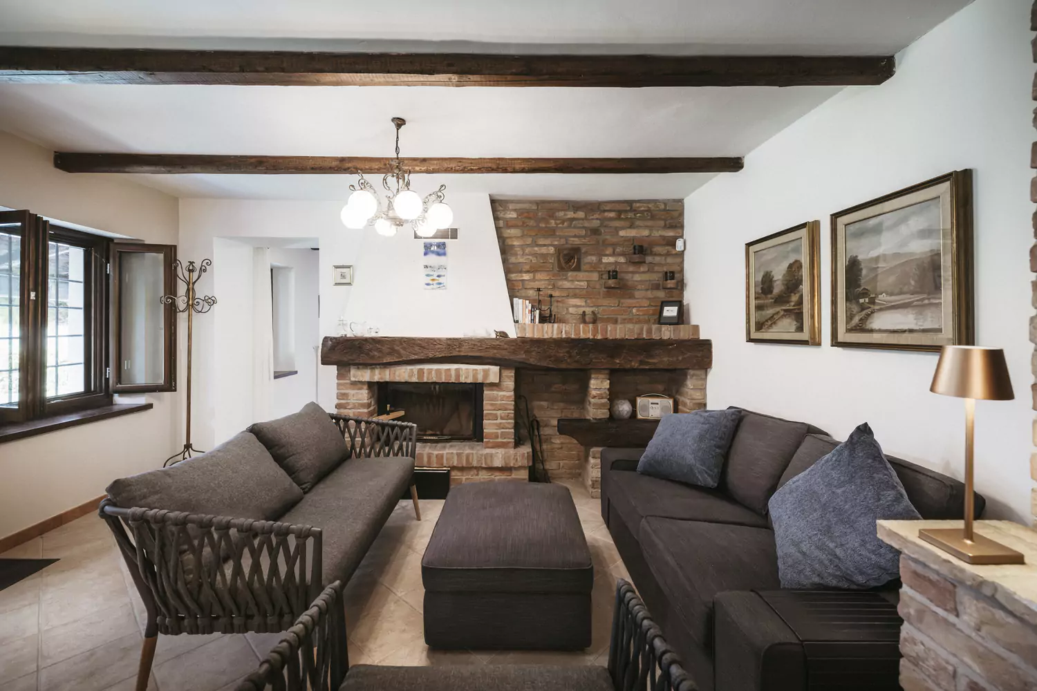 The living space at Casa Kristiansen at evening light